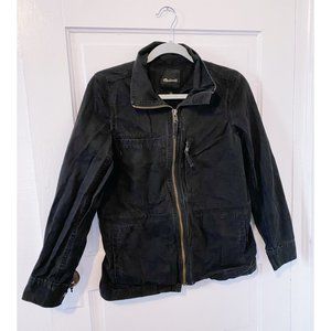 Madewell Black Military Utility Jacket Cotton Zip